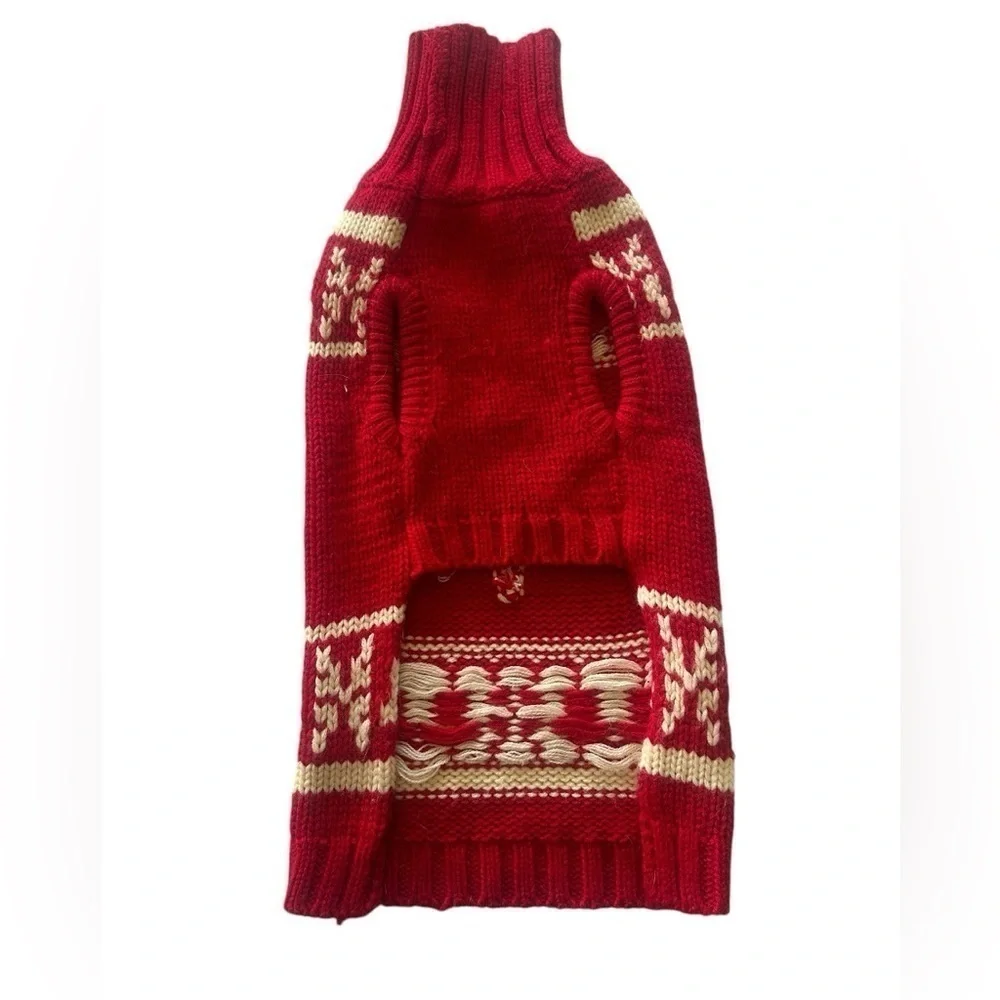 Winter Dog Sweater - Snowflake - Red and White